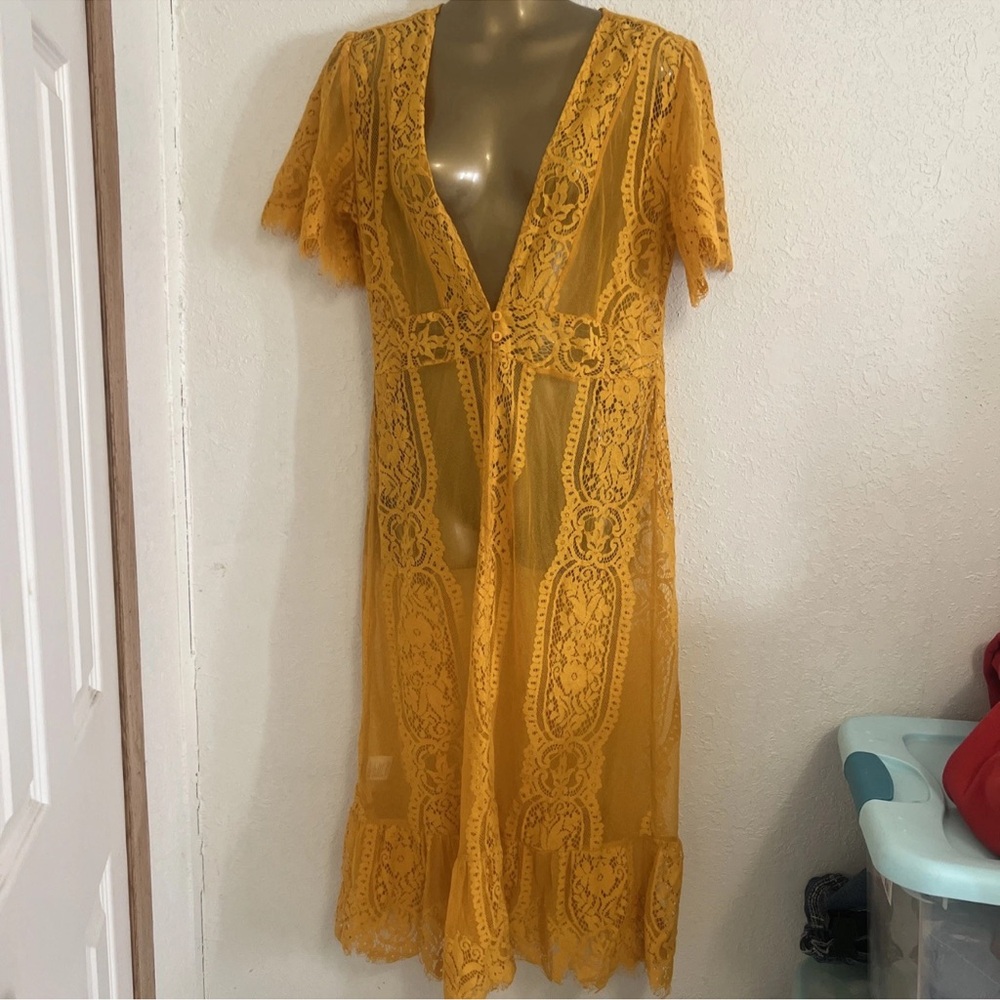 Cruel Denim Yellow Lace Kimono